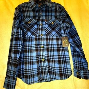 Chaps Men's Black and Blue Checkered Shirt